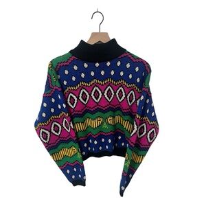 Vintage Jamie Scott Neon Geometric sweater size small